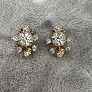 Vintage Gold and Silver Crystal Clip on Earrings